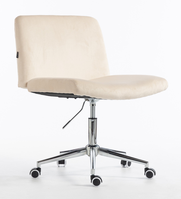 HR150K Scaun Crem din Catifea cu Bază Cromata