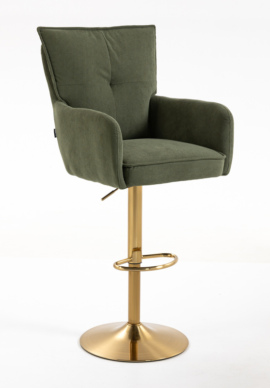 HR250W Scaun Zsályazöld Prémium Kordbársony Bază Aurie