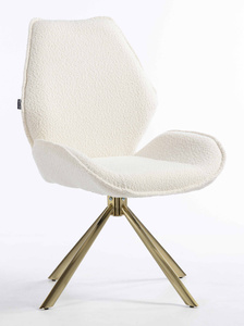 HR350 BAZĂ STEA Scaun Crem din Boucle Bază Aurie