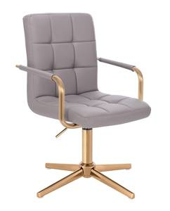 HC1015PCROSS Scaun Gri Piele Ecologica Bază Aurie