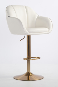 HR2055W Scaun Alb din Piele Ecologica cu Bază Aurie