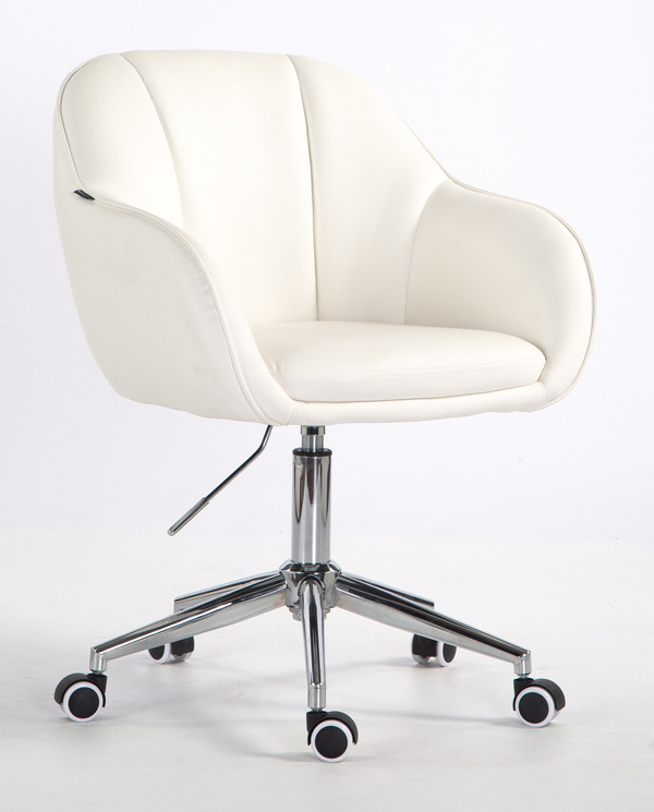 HR2055K Scaun Alb din Piele Ecologica cu Bază Cromata