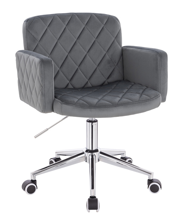 HR802K Scaun Grafit din Catifea cu Bază Cromata