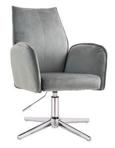 HR280CROSS Scaun Gray din Catifea cu Bază Cromata