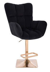 HR650KW Scaun Neagră Catifea cu Bază Aurie