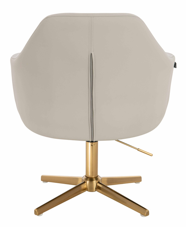 HR831CROSS Scaun Ecru Piele Ecologica Premium Soft cu Bază Aurie