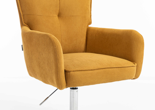 HR250CROSS Scaun Catifea Reiată Premium Ruloare Curry Galben Bază Cromata