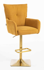 HR250KW Scaun Catifea Reiată Premium Ruloare Curry Galben Bază Aurie