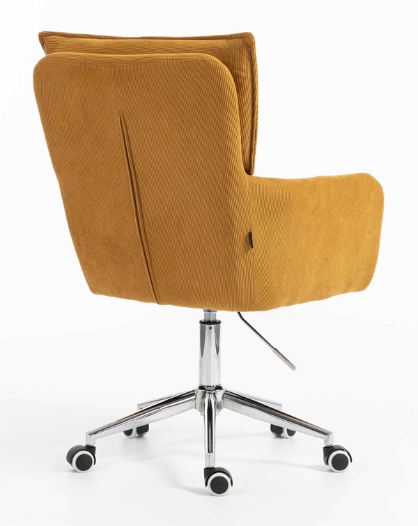 HR250K Scaun Catifea Reiată Premium Ruloare Curry Galben Bază Cromata