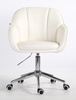 HR2055K Scaun Alb din Piele Ecologica cu Bază Cromata