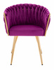 HR750 Scaun cu picioare Aurie Fucsia din Catifea