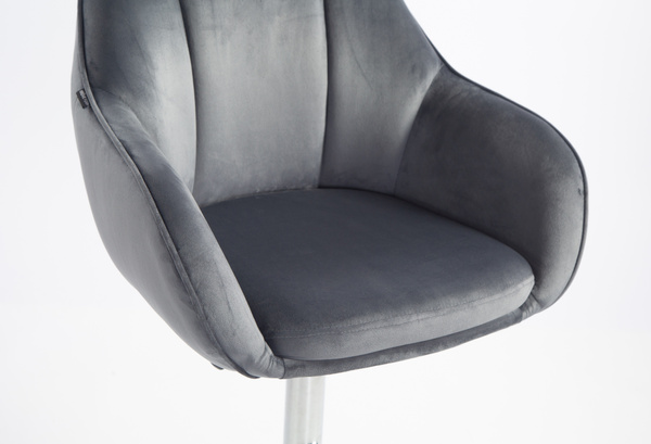HR2055W Scaun Grafit din Catifea cu Bază Cromata