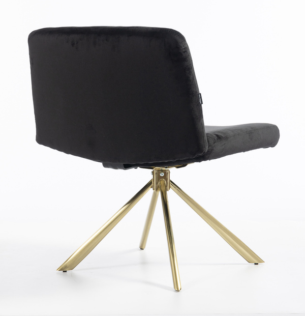 HR150 BAZĂ STEA Scaun Neagră din Catifea cu Bază Aurie