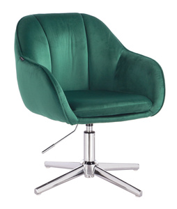 HR2055CROSS Scaun Verde din Catifea cu Bază Cromata
