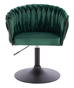 HR750N Scaun Verde din Catifea cu Bază Neagră