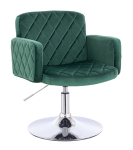 HR802N Scaun Verde din Catifea cu Bază Cromata