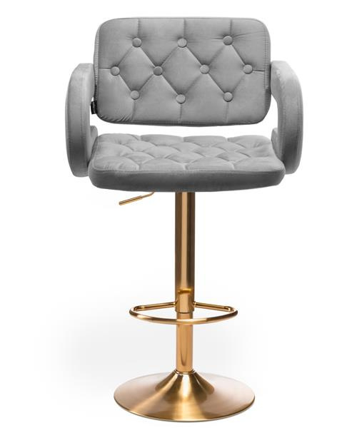HR8403W Scaun Catifea Gri Bază Aurie