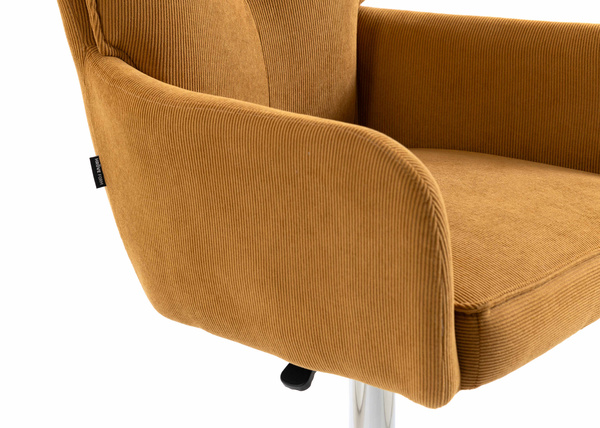 HR250W Scaun Catifea Reiată Premium Ruloare Curry Galben Bază Cromata