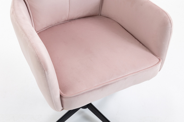 HR250CROSS Scaun Catifea Roz Pudra Bază Neagră