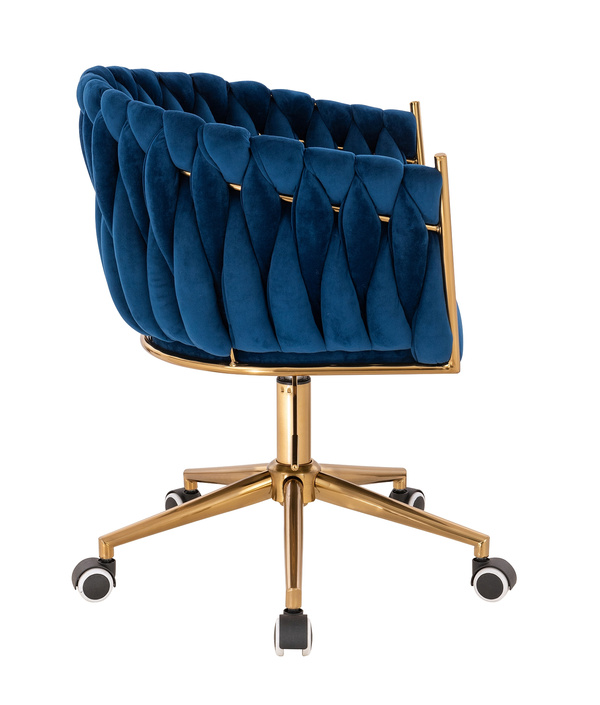 HR750K Scaun Bleumarin din Catifea cu Bază Aurie