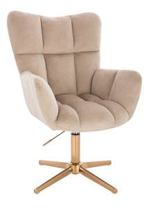 HR650CROSS Latte Catifea Scaun cu Bază Aurie