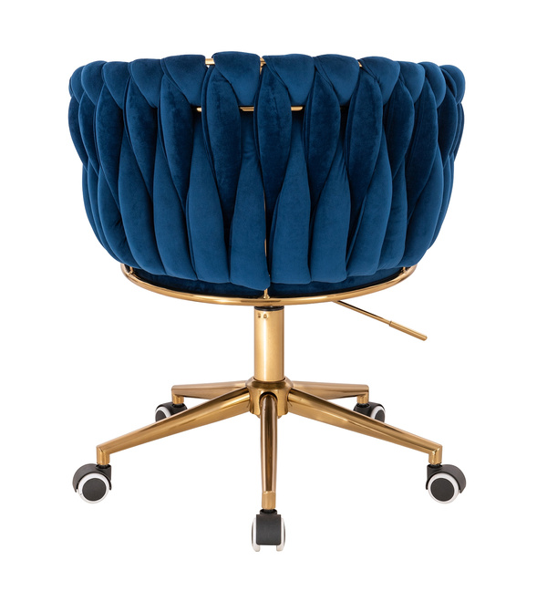 HR750K Scaun Bleumarin din Catifea cu Bază Aurie
