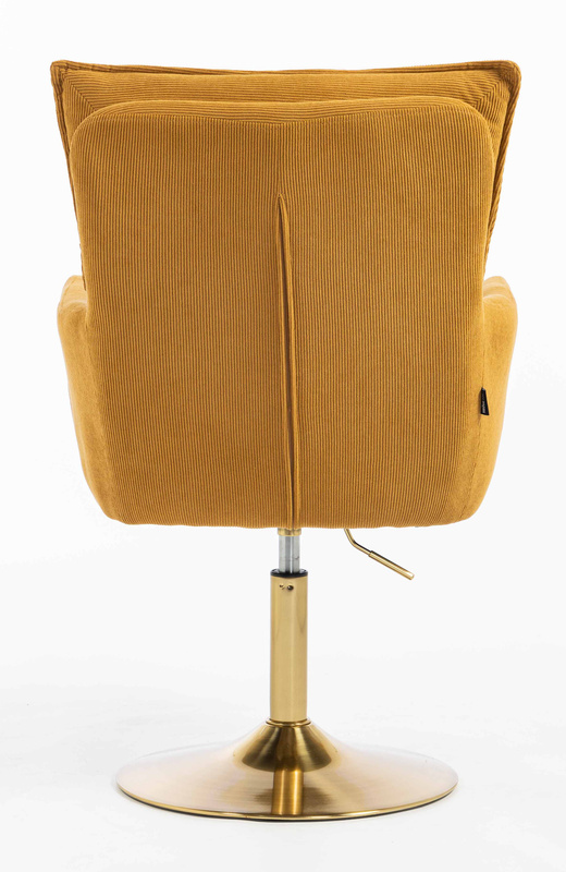 HR250N Scaun Catifea Reiată Premium Ruloare Curry Galben Bază Aurie