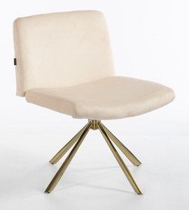 HR150 BAZĂ STEA Scaun Crem din Catifea cu Bază Aurie