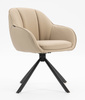 HR2055 BAZĂ STEA Scaun Crem din Piele Ecologica cu Bază Neagră
