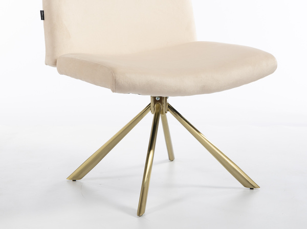 HR150 BAZĂ STEA Scaun Crem din Catifea cu Bază Aurie