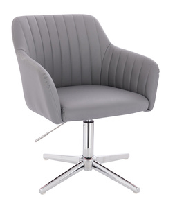 HC190CROSS Scaun Gri din Piele Ecologica cu Bază Cromata