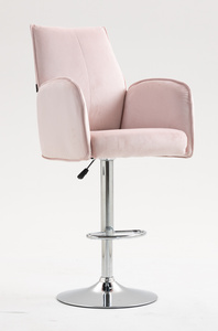 HR280W Scaun Roz din Catifea cu Bază Cromata