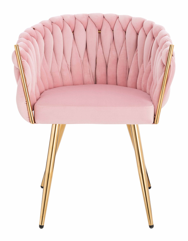 HR750 Scaun cu picioare Aurie Roz Pudra din Catifea