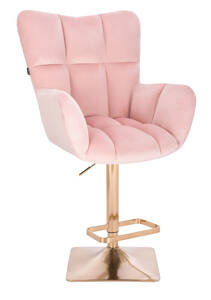 HR650KW Scaun Roz Catifea cu Bază Aurie