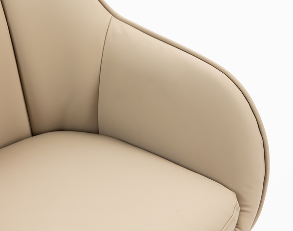 HR2055W Scaun Crem din Piele Ecologica cu Bază Neagră