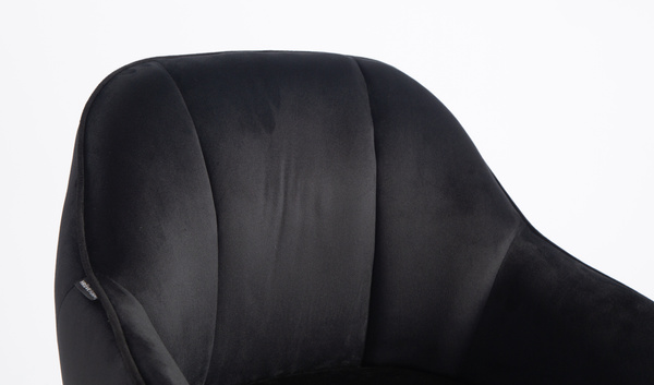 HR2055W Scaun Neagră din Catifea cu Bază Cromata