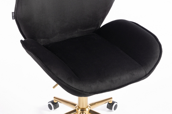 HR350K Scaun Neagră din Catifea Bază Aurie
