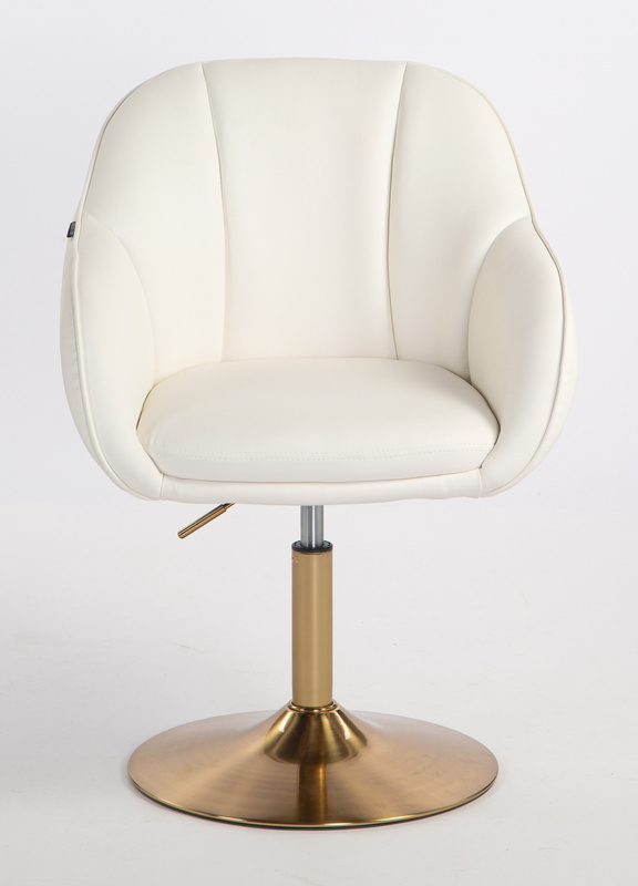 HR2055N Scaun Alb din Piele Ecologica cu Bază Aurie