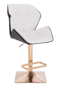 HR212KW Scaun Alb-Neagră Catifea cu Bază Aurie
