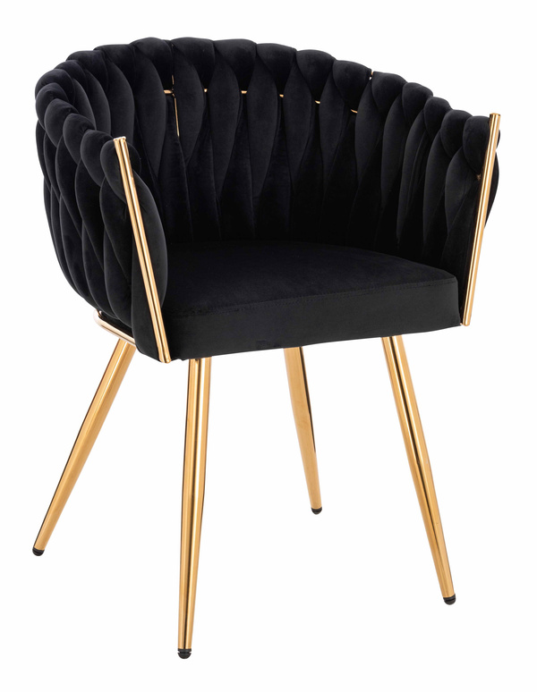 HR750 Scaun cu picioare Aurie Neagră din Catifea