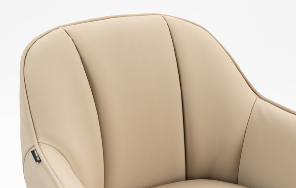 HR2055KW Scaun Crem din Piele Ecologica cu Bază Neagră