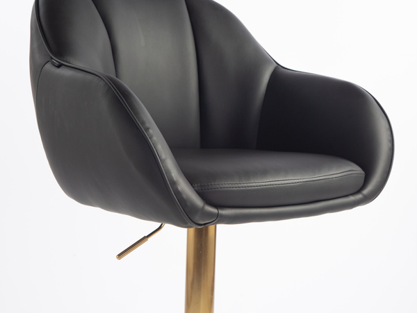 HR2055KW Scaun Neagră din Piele Ecologica cu Bază Aurie