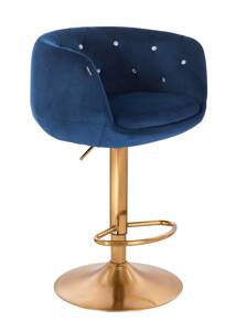 HR333CW Scaun Catifea Bleumarin cu Bază Aurie