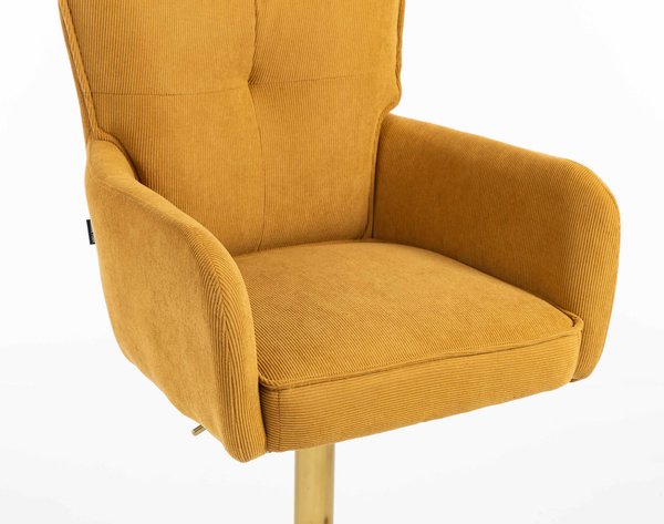 HR250KW Scaun Catifea Reiată Premium Ruloare Curry Galben Bază Aurie