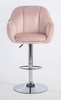HR12055W Scaun Roz Pudra din Catifea cu Bază Cromata
