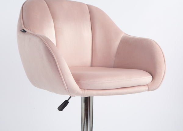HR12055W Scaun Roz Pudra din Catifea cu Bază Cromata