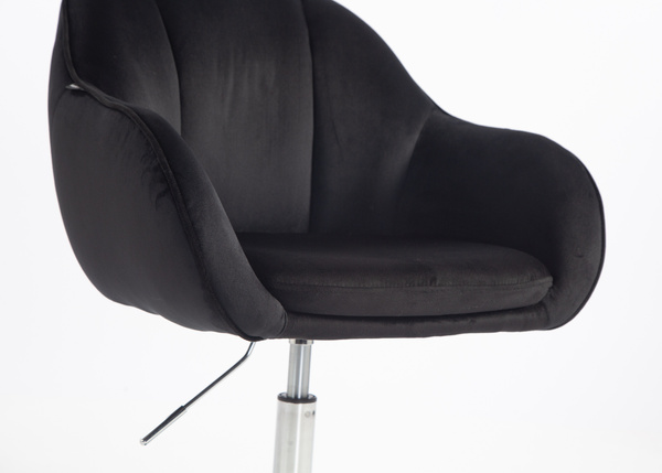 HR2055N Scaun Neagră din Catifea cu Bază Cromata
