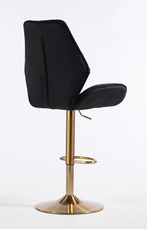 HR350W Scaun Neagră din Catifea Bază Aurie