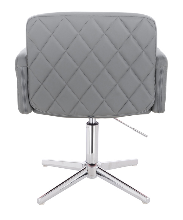 HR802CROSS Scaun Gri din Piele Ecologica cu Bază Cromata