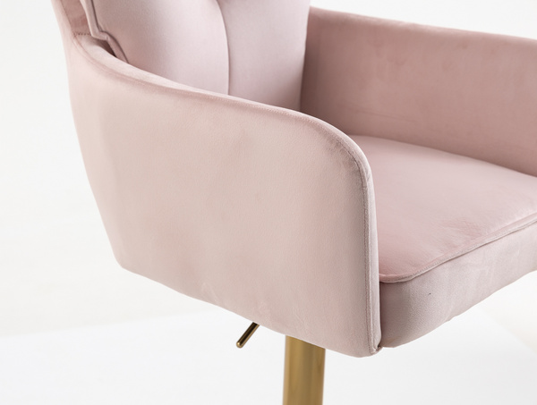HR250W Scaun Catifea Roz Pudra Bază Aurie